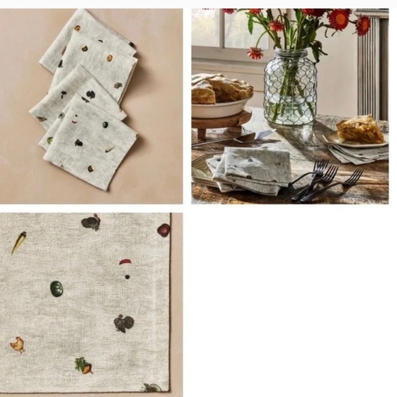 John Derian Cocktail Napkins 🦃🍗🍂 Mushroom Turkey Print - Picture 2 of 6